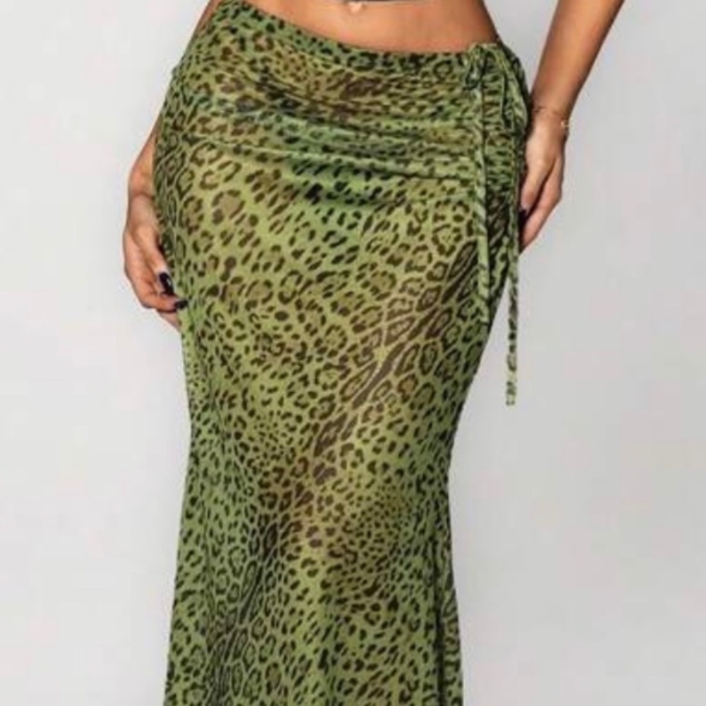 Green Leopard Maxi Skirt or Coverup